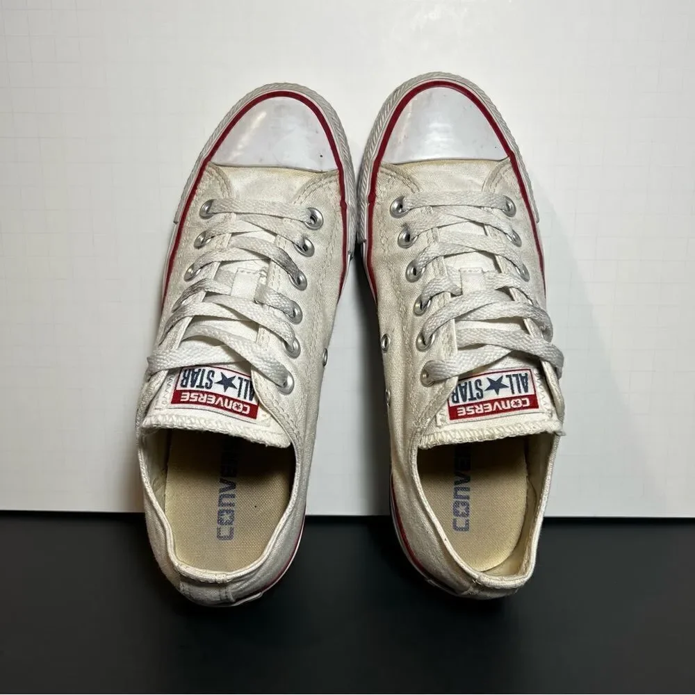 Womens CONVERSE Chuck Taylor All Star White Canvas Low Top Sneakers / Size 7 - Picture 5 of 12